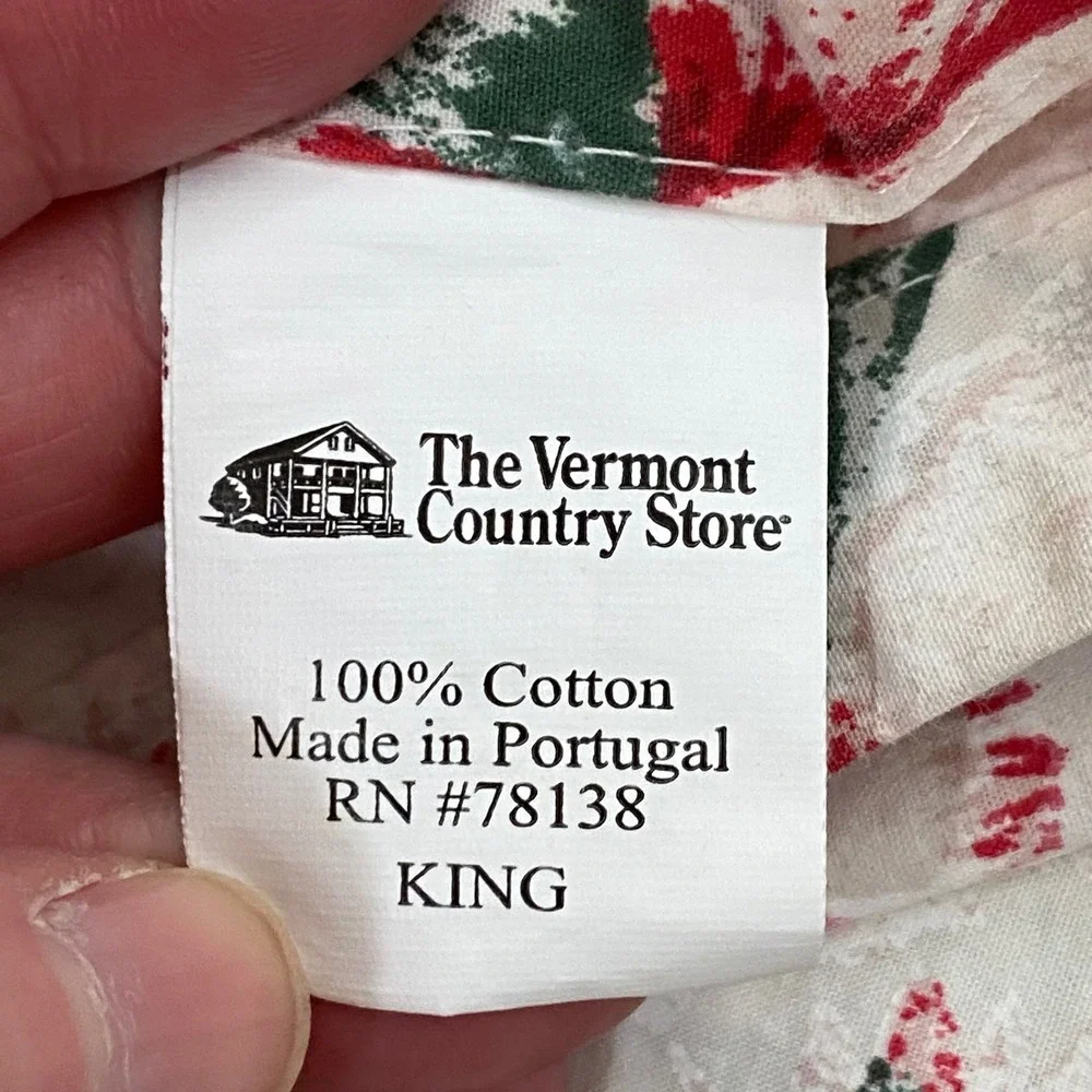 Vermont Country Store Floral King Size Flat Sheet Cream‎ Cotton Made in Portugal